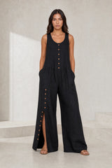 Sleeveless Button-Front Jumpsuit