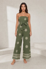 Green Bandeau Backless Jumpsuit
