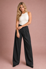 High-Waisted Striped Wide-Leg Pants