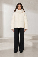 Short Puffer Jacket with Oversized Hood