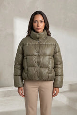 Quilted Olive Puffer Jacket