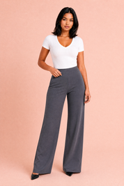 Pantalon fluide taille haute | Variante Gris | Lounelle Paris