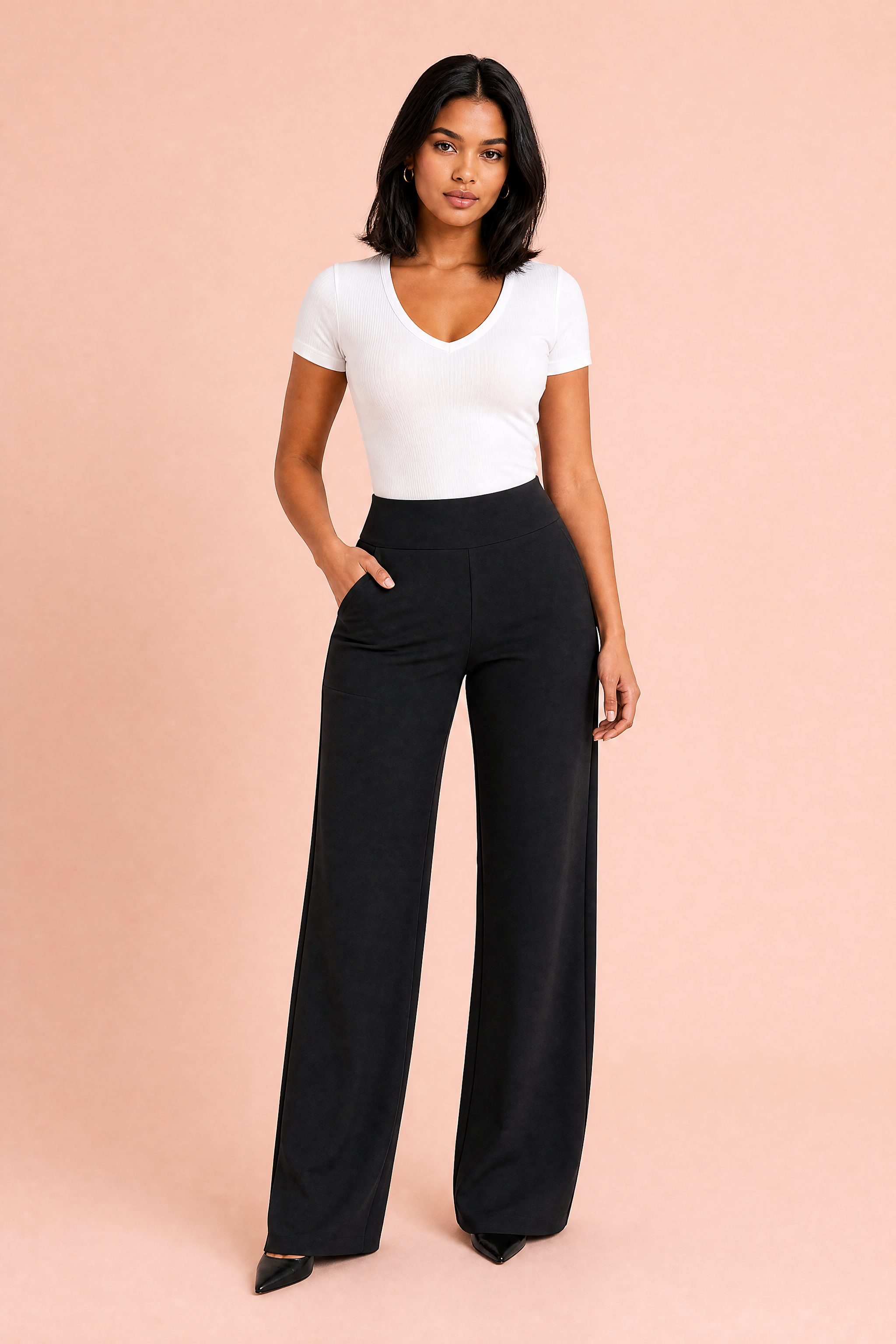 Pantalon fluide taille haute | Vue de face | Lounelle Paris