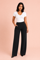 High-waisted wide-leg trousers