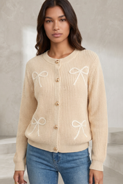 Gilet beige clair à nœuds | Lounelle Paris