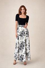 Two-tone square neck maxi dress