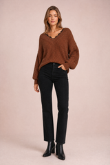 Lace V-neck sweater