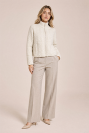 Veste maille beige col montant | Vue de face | Lounelle Paris