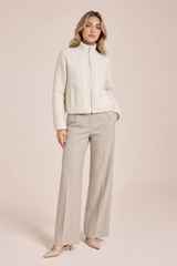 Beige high-neck knit jacket