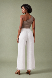 Pantalon blanc ample taille haute | Vue de dos | Lounelle Paris