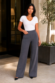 Pantalon fluide taille haute | Variante Gris - Lifestyle | Lounelle Paris