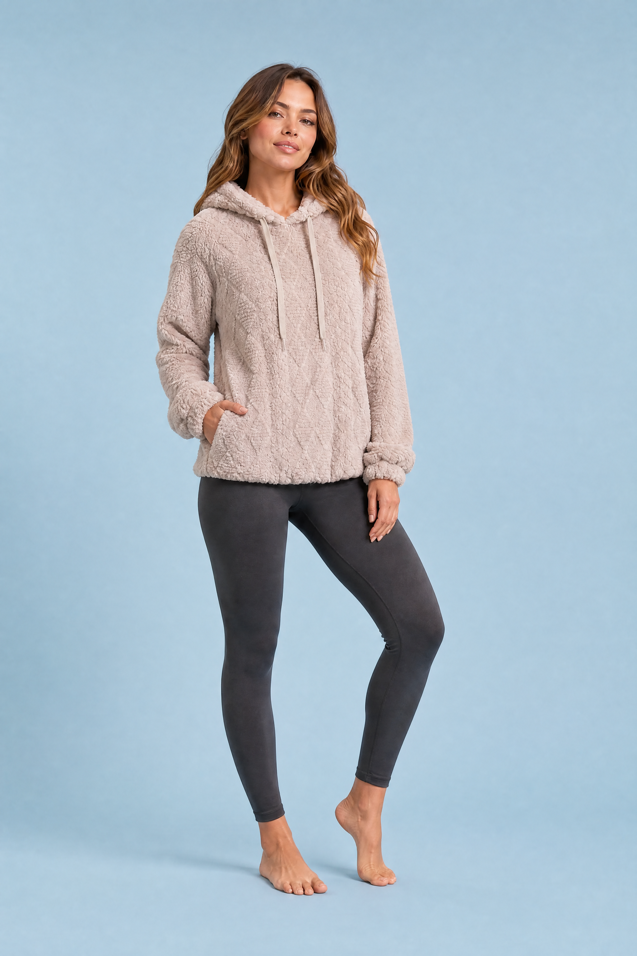 Sweat à capuche ample pelucheux | Variante Beige | Lounelle Paris