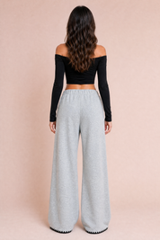 Pantalon gris large taille haute | Vue de dos | Lounelle Paris
