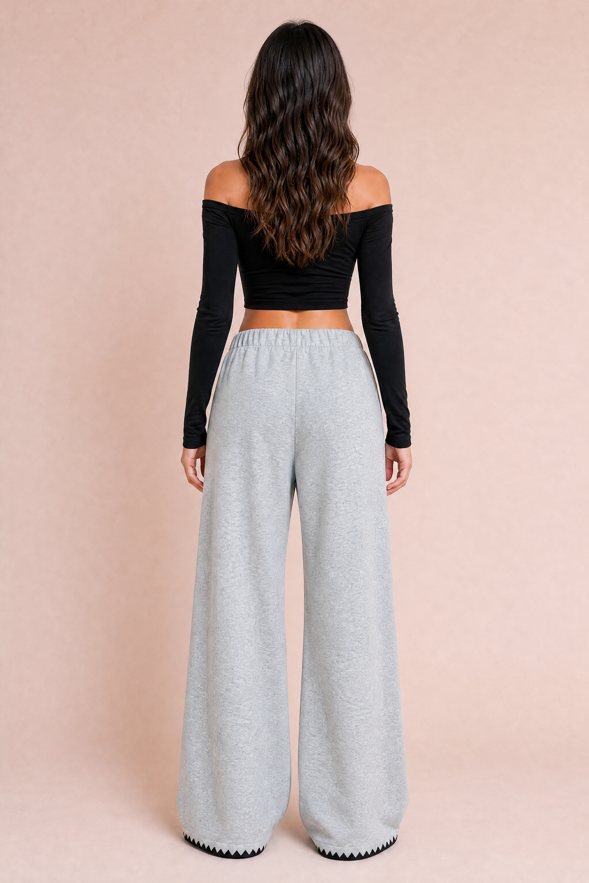 Pantalon gris large taille haute | Vue de dos | Lounelle Paris