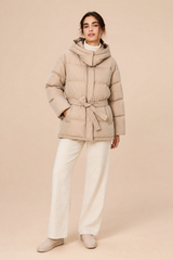 Mid-length hooded puffer jacket