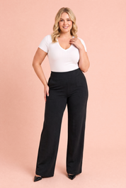 Pantalon fluide taille haute | Porté sur une silhouette plus ronde | Lounelle Paris