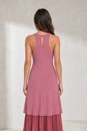 Robe rose drapée sans manches | Lounelle Paris