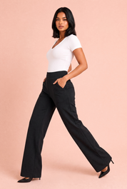 Pantalon fluide taille haute | Vue de profil | Lounelle Paris
