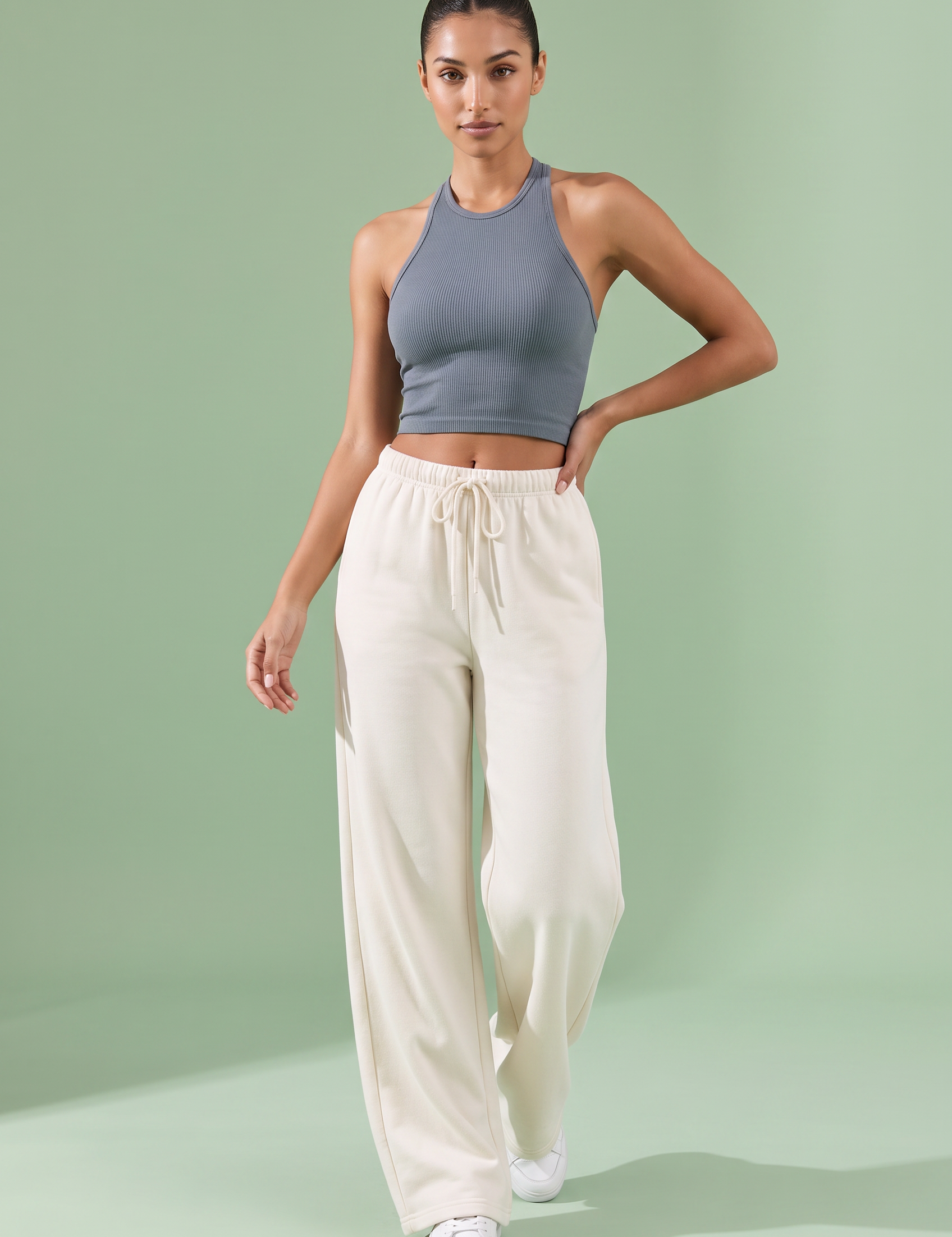 Pantalon large à cordon | Vue de face | Lounelle Paris