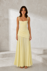 Draped Backless Maxi Dress