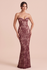 Lace Corset Maxi Dress with Lace-Up Back