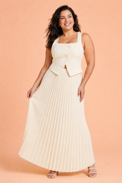 Ensemble abricot encolure carrée | Porté sur une autre silhouette | Lounelle Paris