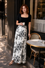Robe longue bicolore col carré | Photo lifestyle | Lounelle Paris