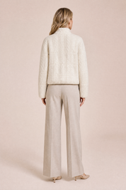 Veste maille beige col montant | Vue de dos | Lounelle Paris