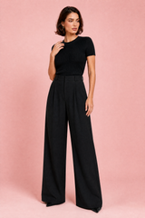 White High-Waisted Wide-Leg Pants