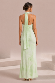 Robe longue vert clair à foulard | Vue de dos | Lounelle Paris
