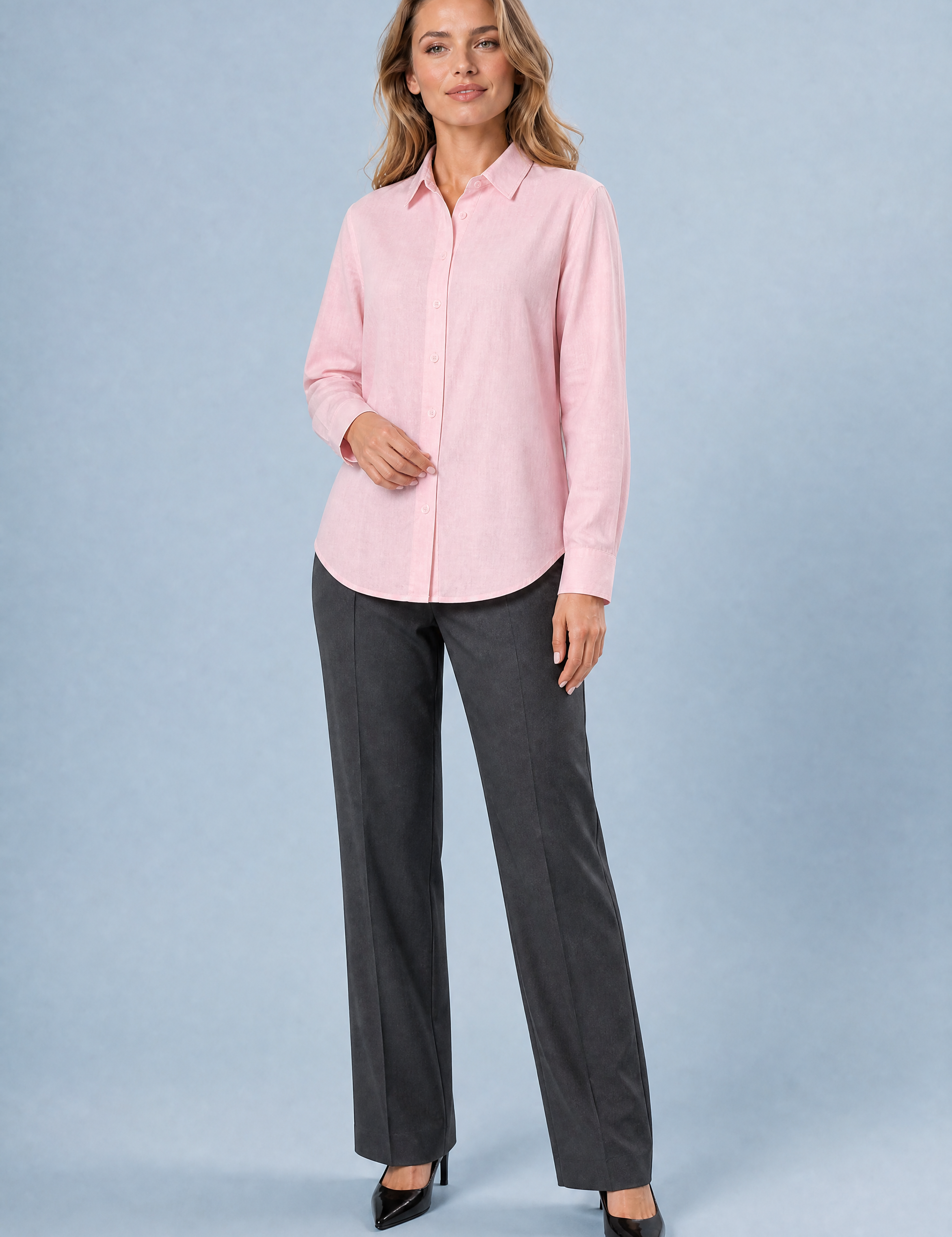 Chemise fluide manches longues | Variante Rose | Lounelle Paris