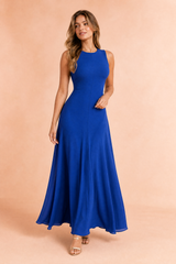 Blue Sleeveless Flowing Maxi Dress