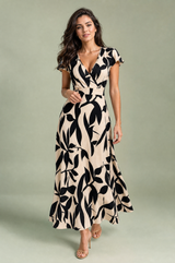 Floral Print V-Neck Maxi Dress