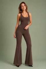 Flared backless jumpsuit