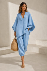 V-neck flowy set