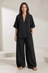 V-Neck Wide-Leg Pantsuit