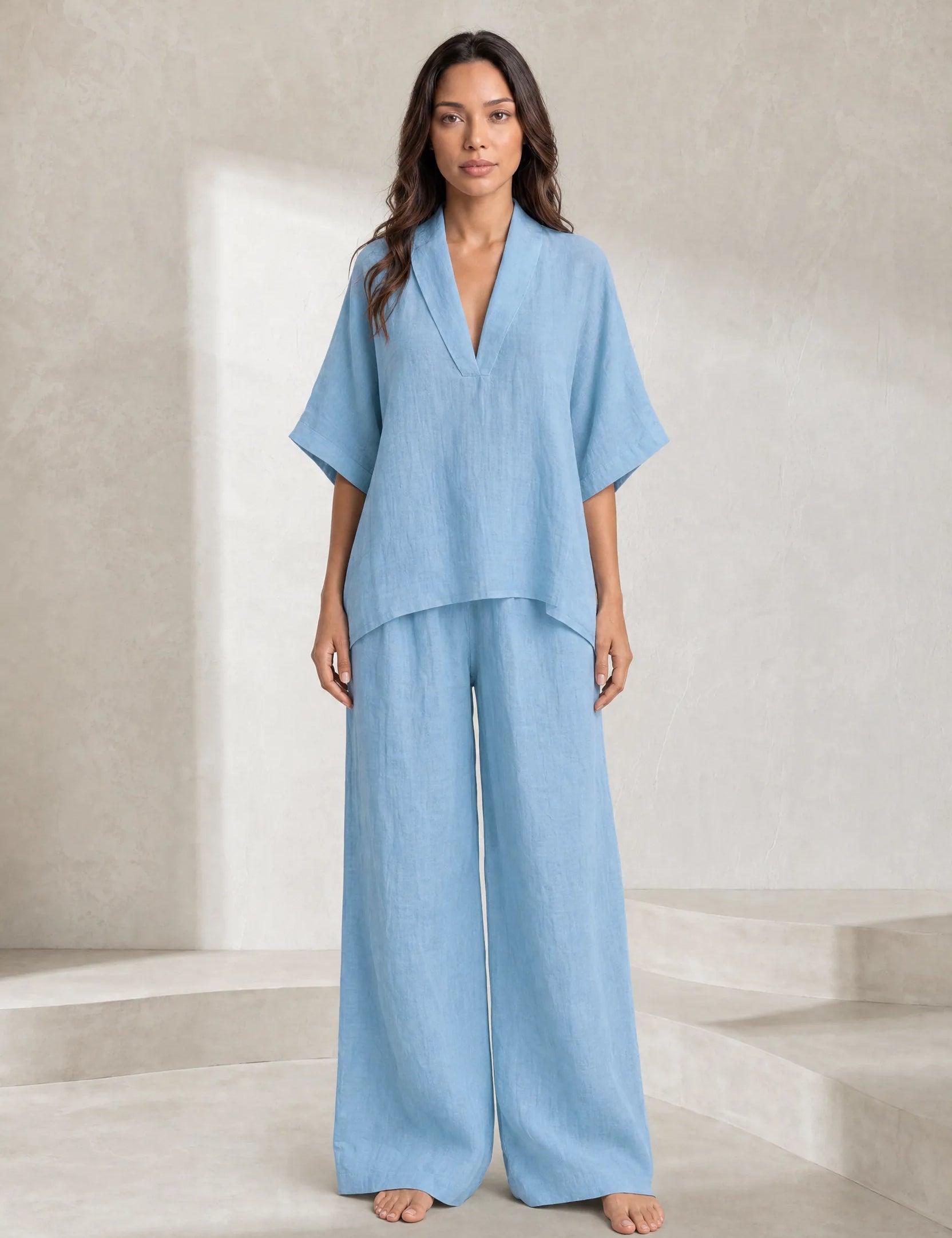 Ensemble pantalon ample col V | Lounelle Paris