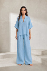 V-Neck Wide-Leg Pantsuit