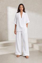 V-Neck Wide-Leg Pantsuit