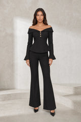 Black Off-Shoulder Pant Set