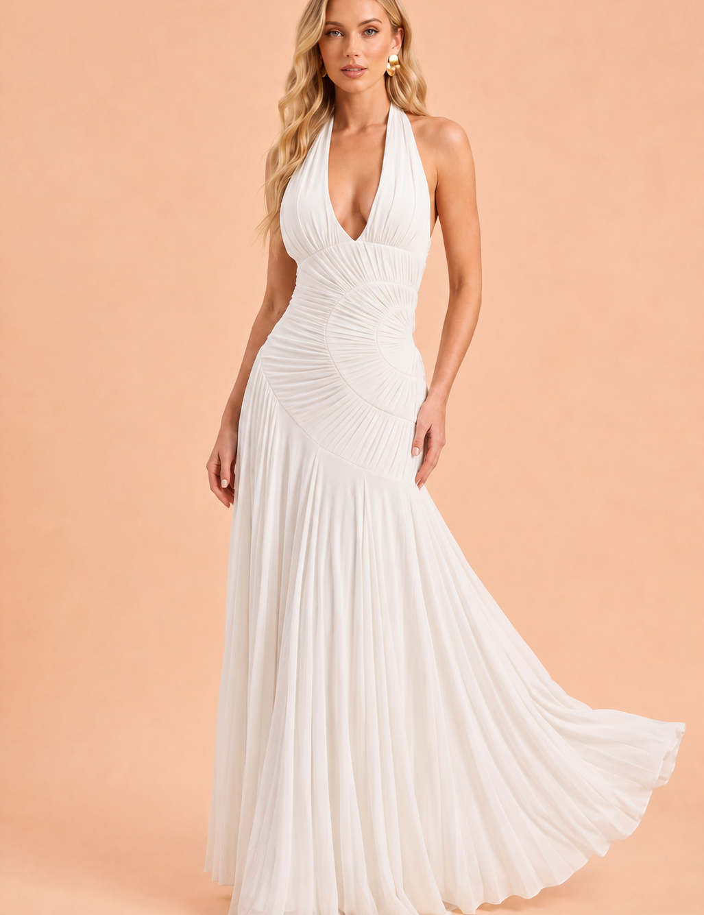 Backless Halter-Neck Maxi Dress