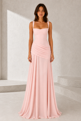 Draped Backless Maxi Dress