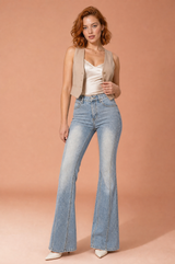 Light Blue High-Waisted Flared Jeans