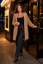 Gilet ample col châle | Variante Camel - Lifestyle | Lounelle Paris