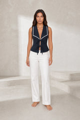 Navy Blue Tailored Collar Vest