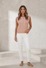 Sleeveless Twisted Vest in Powder Pink