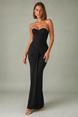 Draped Strapless Maxi Dress