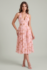 Pink backless floral dress