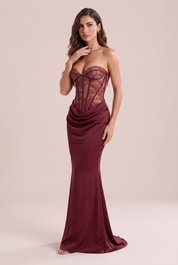 Robe bustier en dentelle | Variante Rouge | Lounelle Paris
