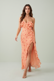 Robe longue bretelles croisées | Vue de face | Lounelle Paris